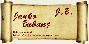 Janko Bubanj vizit kartica